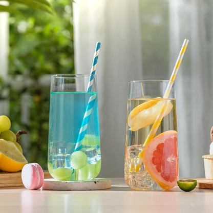 Drinking Glasses Set of 6 – 17.5oz Large Clear Crystal Glass Cups, Lightweight Glassware Set for Water, Juice, Iced Tea, Mojito, Cocktails, Kitchen & Bar Use, Holiday Entertaining