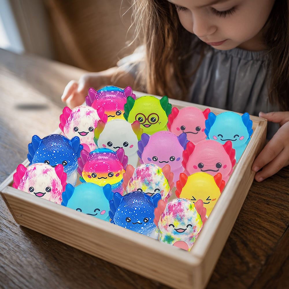 20-Piece Individually Wrapped Slow-Rise Foam Squishy Set with Colorful Axolotl Ice-Cream Shapes