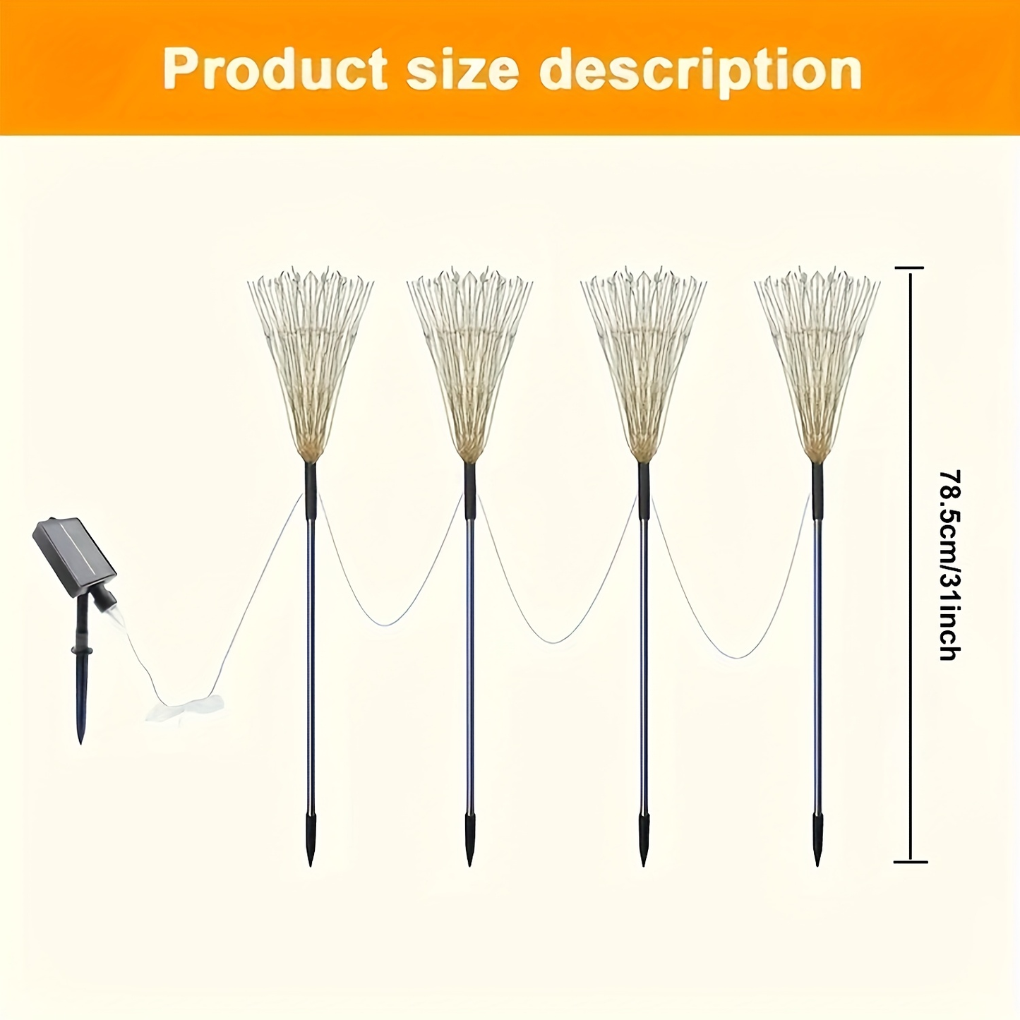Solar Fireworks Lights 480 LED 8-Pack, IPX4 Waterproof 8 Modes