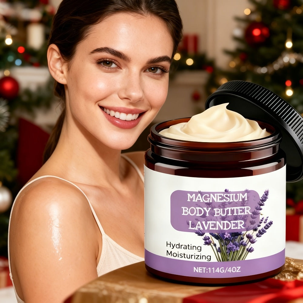 Lavender Magnesium Cream Body Lotion 4oz with Magnesium Chloride Lavender Oil Deep Moisturizing Muscle Relaxing Soothing Skin Nourishing for Women Men