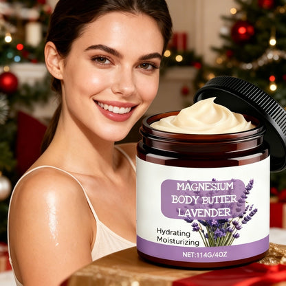 Lavender Magnesium Cream Body Lotion 4oz with Magnesium Chloride Lavender Oil Deep Moisturizing Muscle Relaxing Soothing Skin Nourishing for Women Men