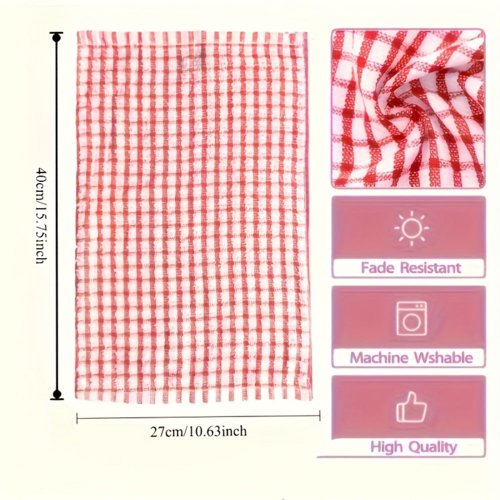 Checked Polyester Cleaning Cloth Set in Eight- or Twenty-Four-Piece Packs with Six Assorted Colors