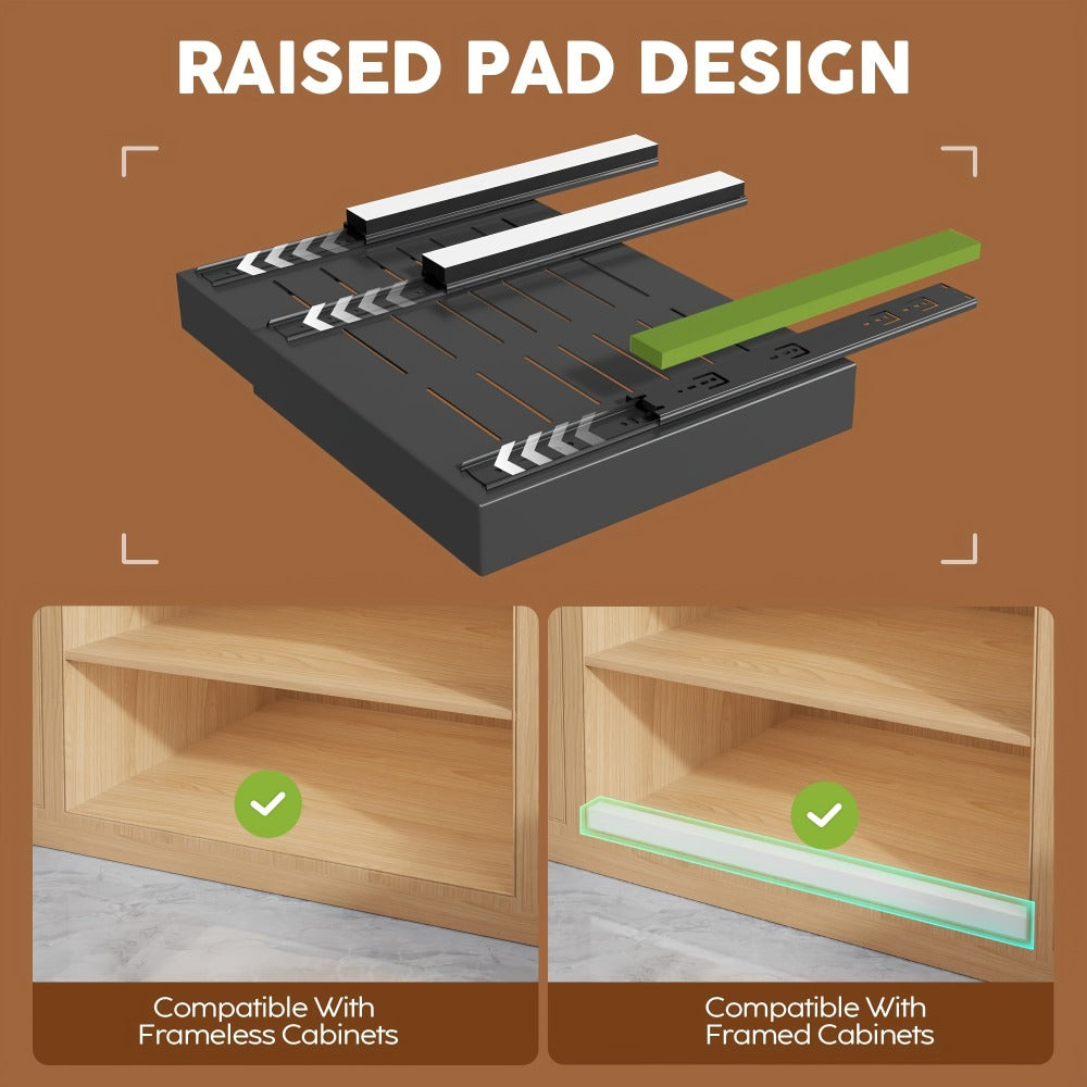 Pull Out Cabinet Organizer Expandable Slide-Out Drawer Shelf Heavy Duty Carbon Steel Silent Sliding Rust-Resistant Storage Rack for Kitchen Bathroom Pantry 12.6"-20.5" Wide