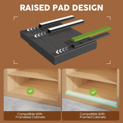 Pull Out Cabinet Organizer Expandable Slide-Out Drawer Shelf Heavy Duty Carbon Steel Silent Sliding Rust-Resistant Storage Rack for Kitchen Bathroom Pantry 12.6"-20.5" Wide