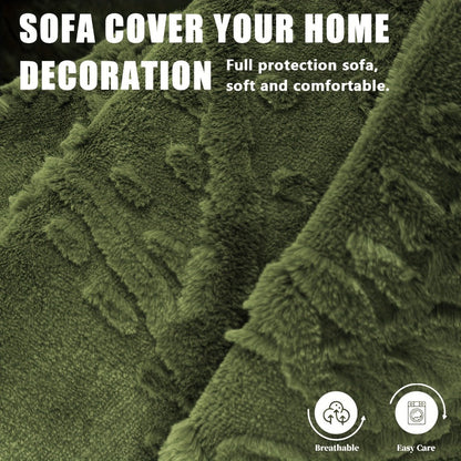 Sofa Cover Quilted Faux Rabbit Fur Plush Panels in 35.43-Inch Width with Seat, Pillowcase and Two-Piece Options