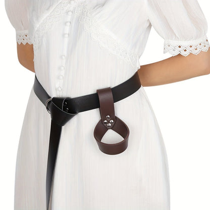 Costume Accessories Faux Leather Knife Sheath and Belt Options in Black or Brown for Medieval Outfits