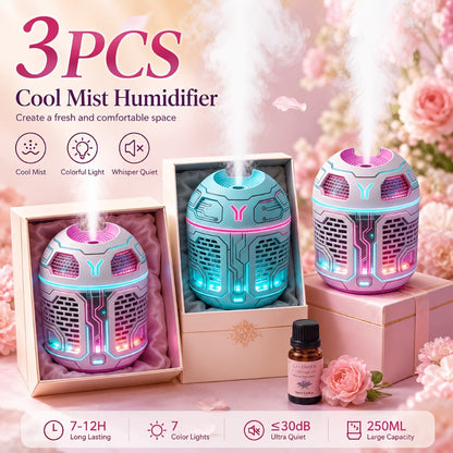 Mini Aromatherapy Humidifier Set of 3 Cool Mist Diffuser with Odor Eliminator No Filter USB Low Voltage for Car Bedroom Dorm Office Desktop Air Freshener Gift for Women Room Decor