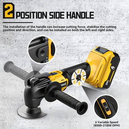 Oscillating Multi Tool Brushless Cordless Compatible with DeWalt 20V / 18V Battery – 21000 OPM Variable Speed, 4.5° Oscillating Angle, Anti-Vibration, Wood Cutting Blades & Sanding Pads (Battery Not Included)