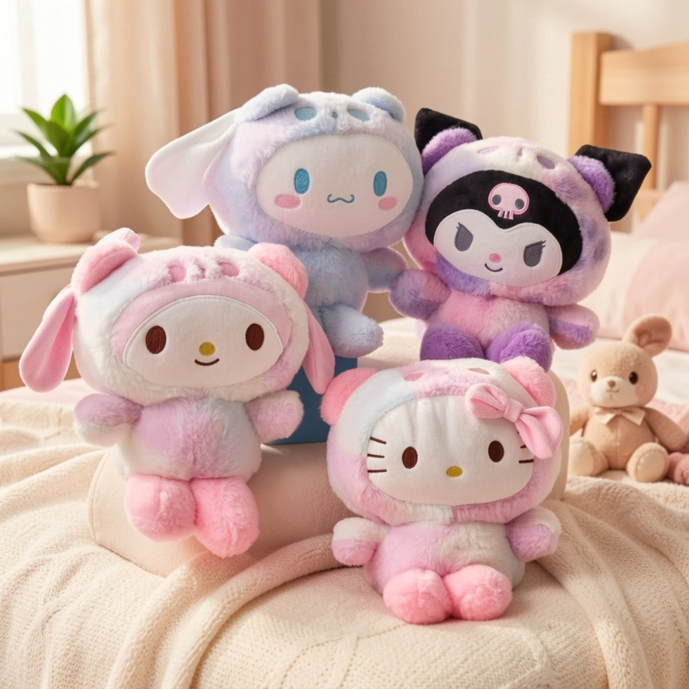 Kuromi Hello Kitty Melody Cinnamoroll Plush Doll – 4 Sanrio Characters Soft Stuffed Animal Kawaii Toy, Cute Anime Gift for Girls Teens Birthday Christmas