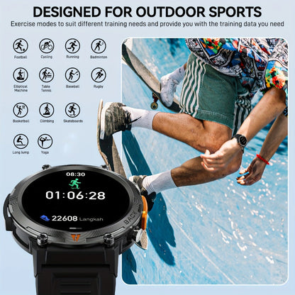 Smartwatch Men's with Bluetooth Calling & Message Notifications, 1.45" HD Touch Screen, IPX8 marking, Step Counter, 300mAh 5-7 Day
