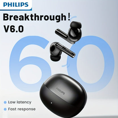 Philips TWS Earbuds Condenser Microphone True Wireless In-Ear Headphones USB-C Charging Case Android Compatible Portable Modern Design Tech Gift Black White