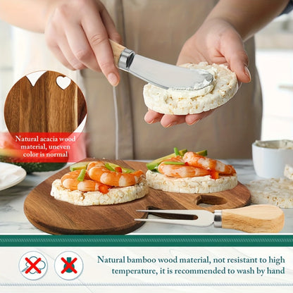 Mini Heart Charcuterie Board Set 6/12 Pack – Wood Cheese Board with Knives Bridal Shower Favor Thank You Gift Box for Wedding Birthday Valentine Christmas Party Guest Bamboo Acacia