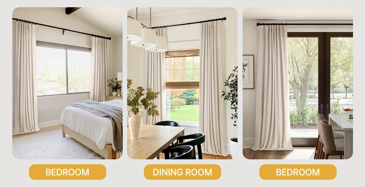 Four-Panel Textured Window Curtain Set in Ten Colors and 50-Inch Width with Four Exact Length Options