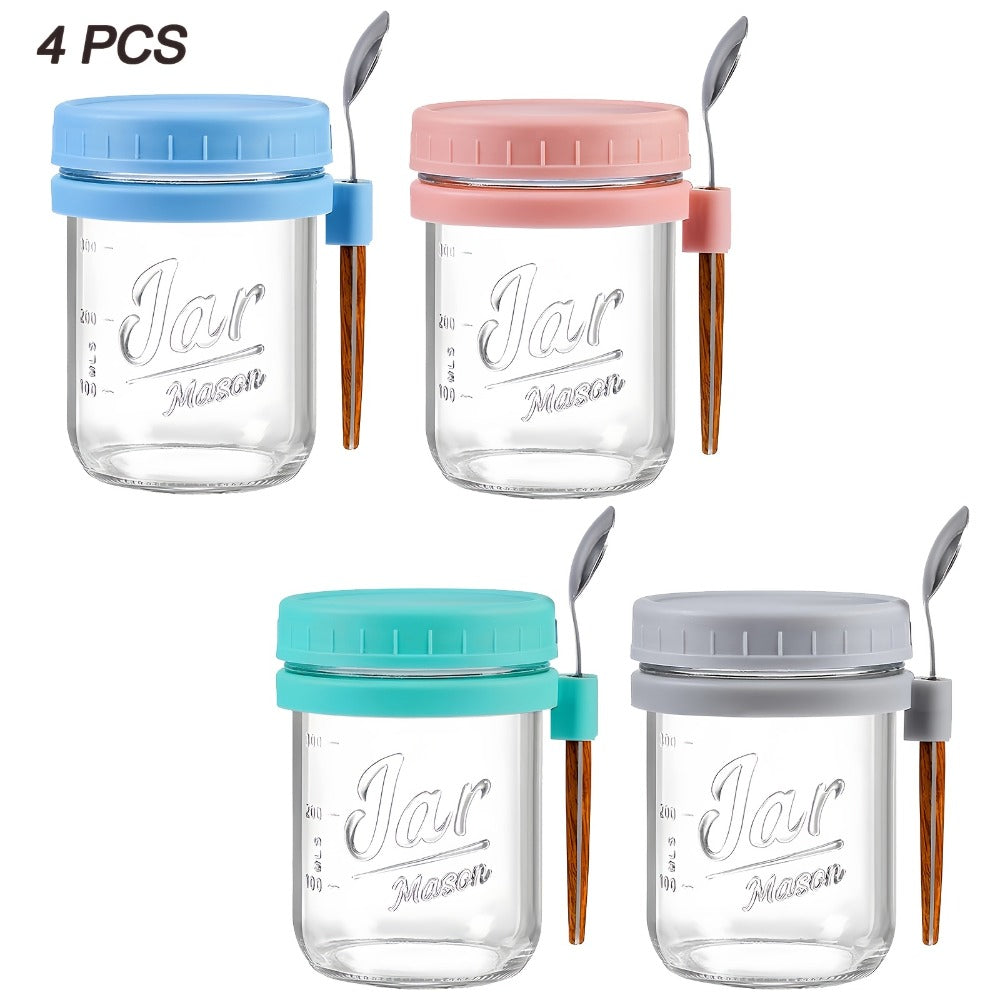 Portable Overnight Oats Cups with Flip-Top Lids in Four- or Six-Piece Sets for Meal Prep and Travel