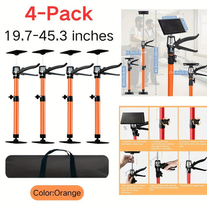 Adjustable Steel Support Rods for Drywall & Cabinet Installation, Extendable Construction Support Poles 19.7"-45.3" / 45"-114", Manual Lifting Tool Height Adjuster for Home Renovation, 2PCS & 4PCS Sets