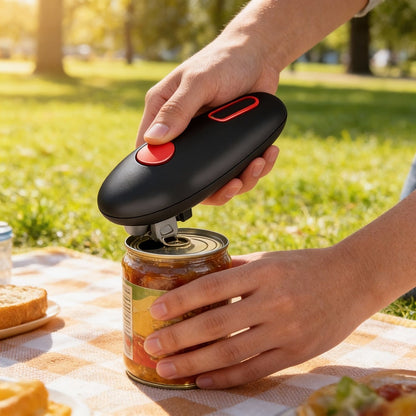 Black One-Touch Can Opener as a Single Unit or Two-Tool Bundle with Manual Jar-Opening Aid