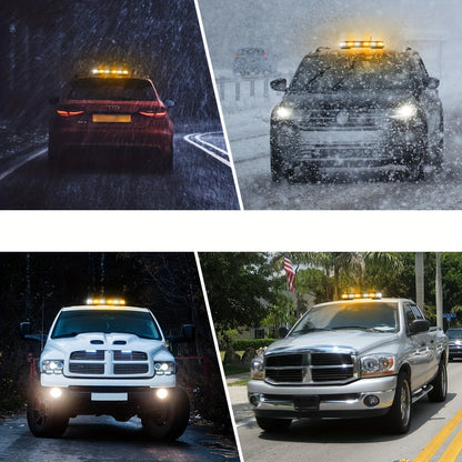 126 LED Roof Strobe Beacon Light Bar IP67 Waterproof Emergency Hazard Flashing Warning Light 12-24V for Construction Vehicles Tow Trucks Snowplow Postal Cars, Amber & Amber/White