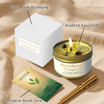 Crystal-Style Tin Candle with Eleven Intention Labels and One- or Two-Piece Checkout Options
