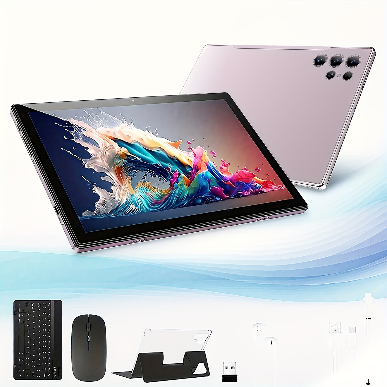 Android Tablet 10.1-Inch with Android 15, 8GB RAM, 128GB Internal Storage and Keyboard Case Bundle