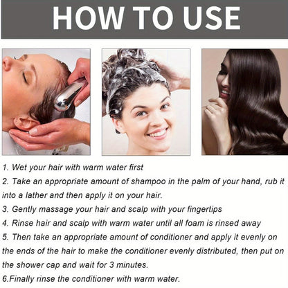 Three-Piece OUIHOE Hair Care Set with Shampoo, Conditioner and Coordinated Capsule Product Pack