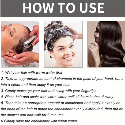 Rosemary Shampoo Set 3pcs — Onion Biotin Hair Growth Shampoo & Conditioner + No-Rinse Hair Vitamin Serum Capsules with Moroccan Macadamia & Avocado Oil | Reduces Shedding & Strengthens Thinning Hair