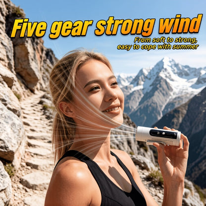 Handheld Fan with Metal Contact Plate, Five Speeds, 20,000 RPM Label, Type-C Charging and Display