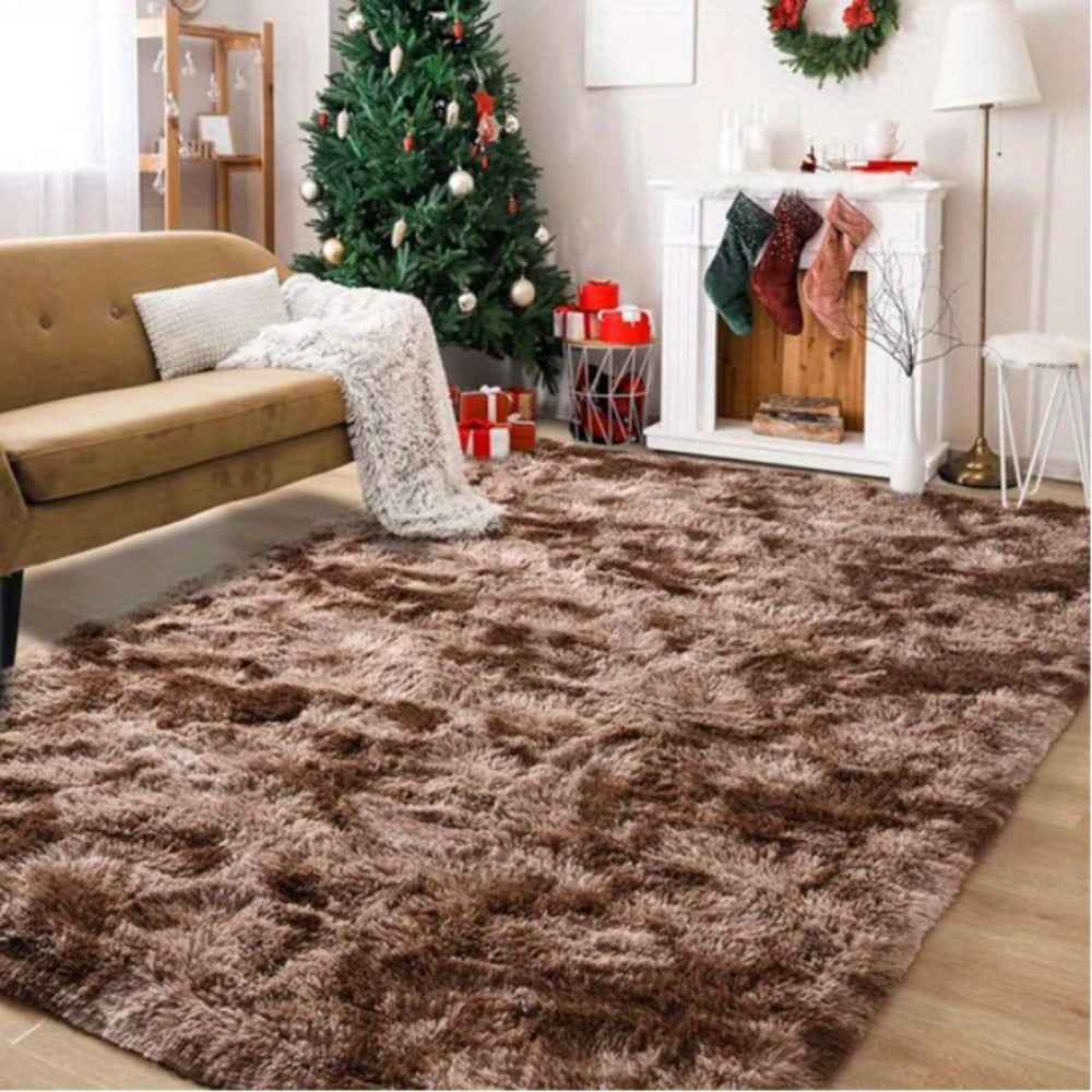 Gradient and Solid-Color Plush Shag Area Rug in 4 x 6, 5 x 8 or 6 x 9-Foot Checkout Options
