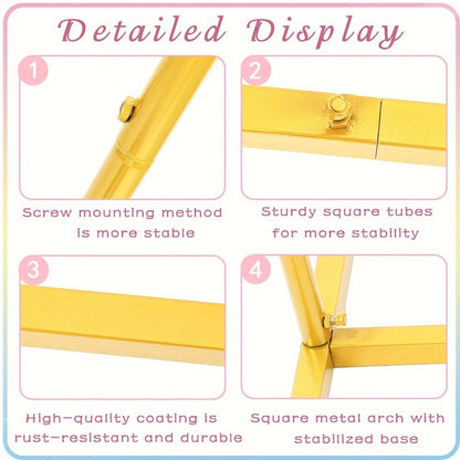 Backdrop Stand Gold Rounded Arch Set of Two, 7.2 and 6 Feet with Square Tube Frames and Flat Bases
