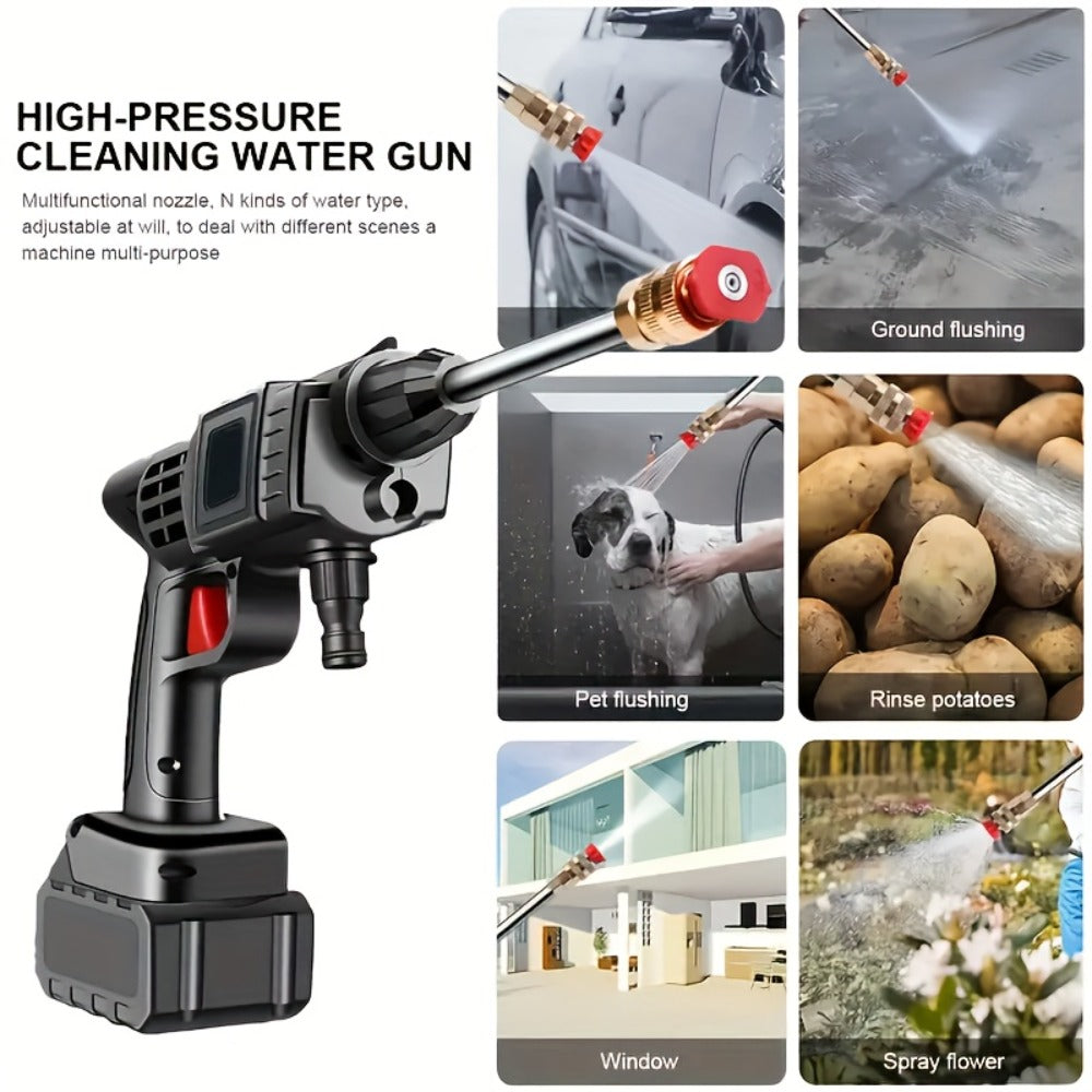 Car Pressure Washer with 4000 PSI Listing, 6-in-1 Spray Nozzle, 5m Hose and One or Two Batteries