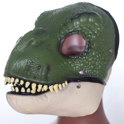 Full-Head Dinosaur Costume Mask with Openable Jaw, 8.26-Inch Height and Orange, Gray or Green Designs