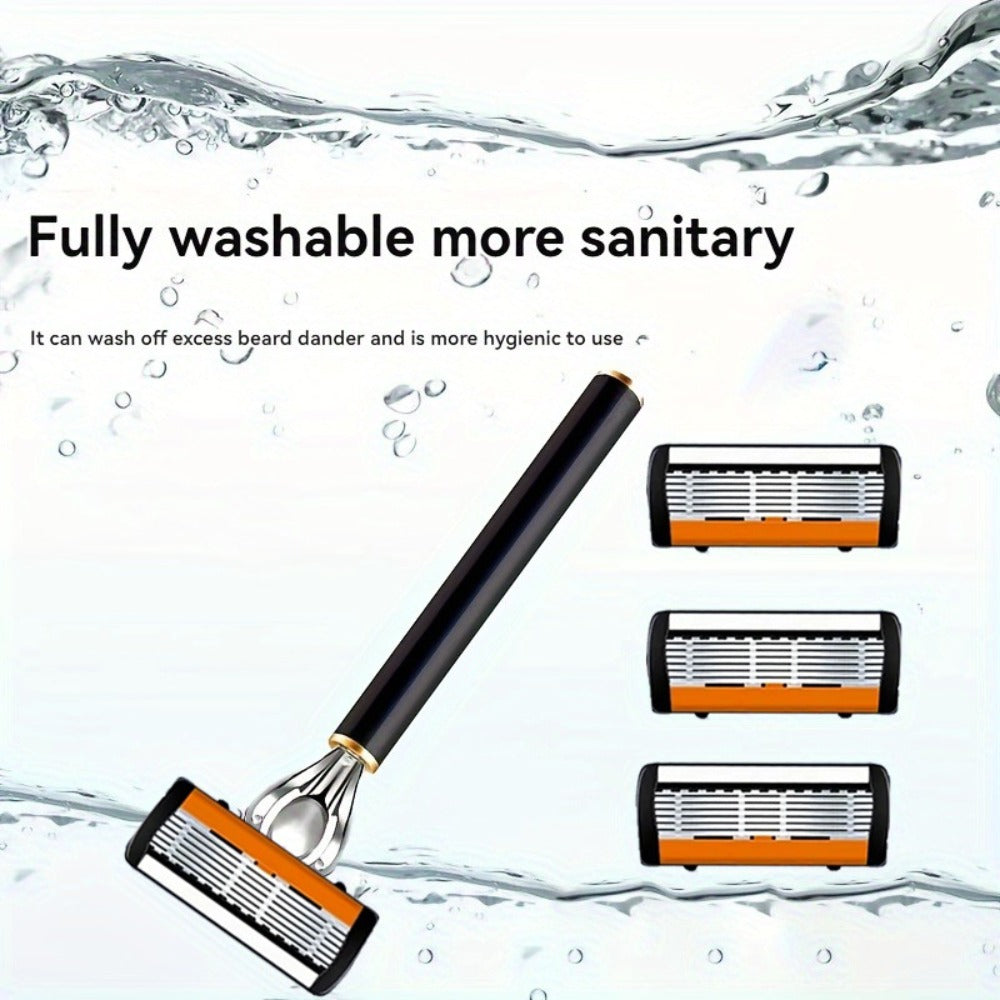 Metal Safety Razor Set with Washable Anti-Slip Handle and 24 or 36 Replacement Blades for Daily Shaving