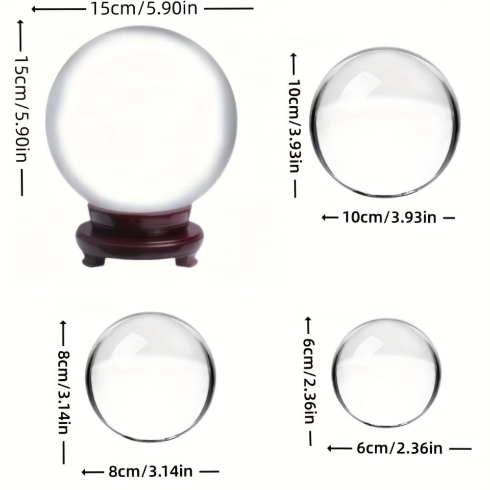 Crystal Ball for Photography Decoration Feng Shui Gift – Transparent Glass Sphere 60mm 80mm 150mm with Base for Magic Lens Ball Home Decor Halloween Valentine Christmas