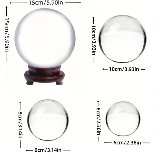 Crystal Ball for Photography Decoration Feng Shui Gift – Transparent Glass Sphere 60mm 80mm 150mm with Base for Magic Lens Ball Home Decor Halloween Valentine Christmas