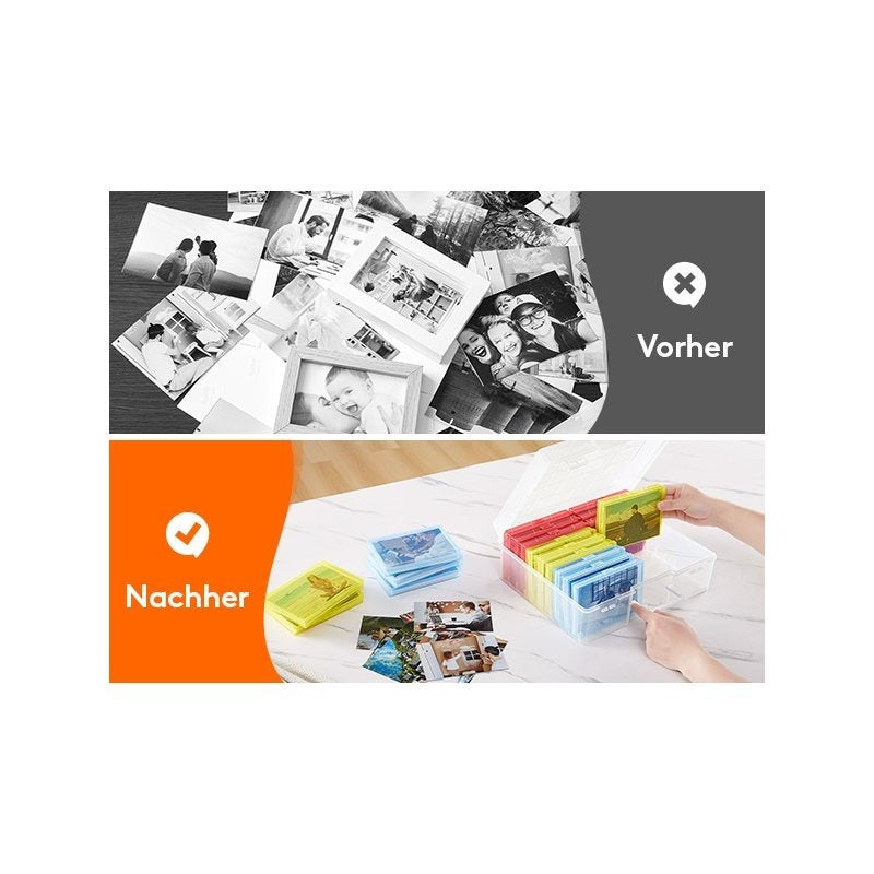 Photo Storage Box with 14 or 18 Inner Keeper Cases in Clear, Black or Multicolor Configurations