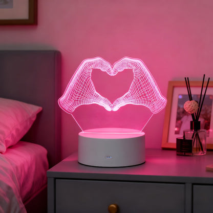 Heart Hands Acrylic LED Night Light with 16 Colors, Touch and Remote Controls and Three Base Styles