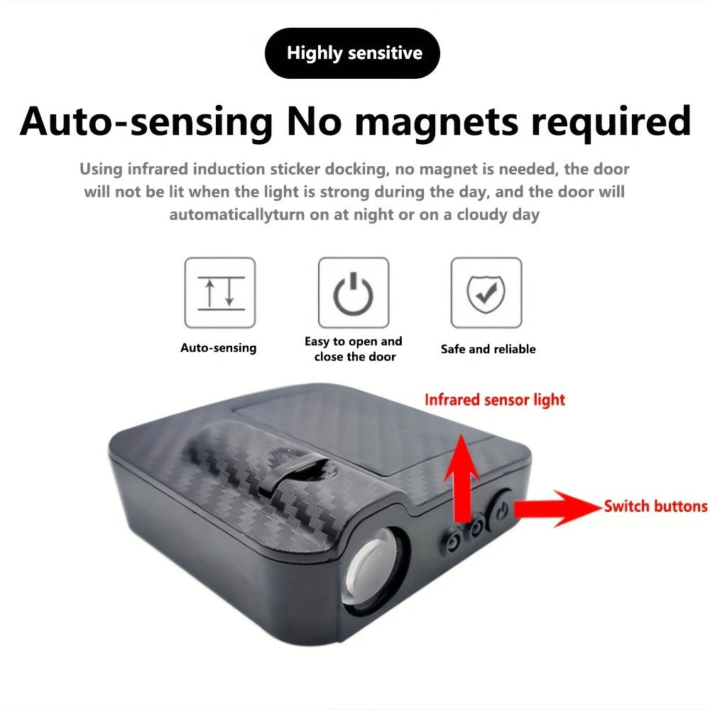 Car Door LED Projector Welcome Light 4-Pack – Flame Skull Ghost Shadow Puddle Lights for Cars & Bikes | Battery Powered | Easy Install Car Decorative Lights