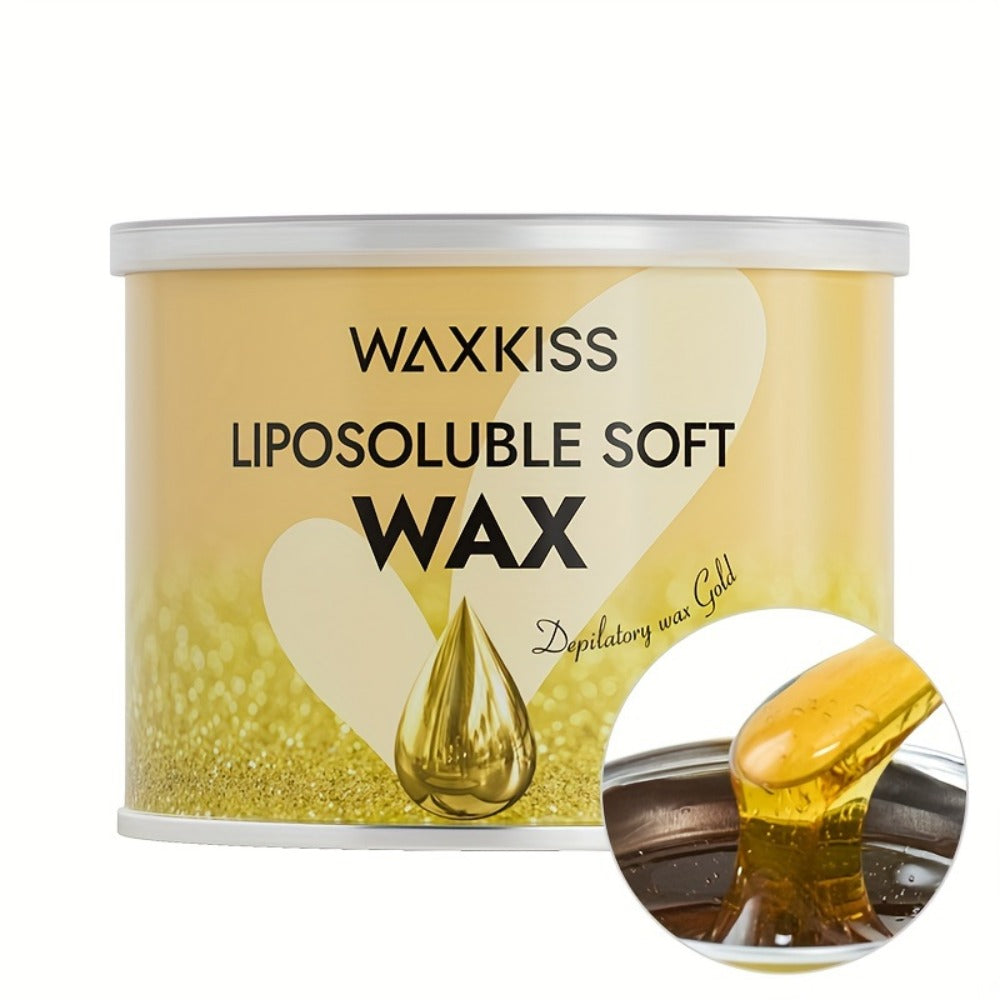 Soft Wax for Hair Removal 400g WAXKISS Honey & Aloe Vera Strip Wax Jar for Face Underarms Legs Body Back All Skin Types DIY Home Salon Waxing Kit for Women