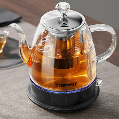 Electric Kettle by TOPWIT, 1L Glass Teapot with Removable Stainless Steel Infuser and Detachable Heating Base
