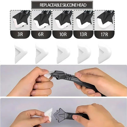 Six-in-One Grout and Caulk Removal Tool Kit with Five Replaceable Blades and Four Silicone Finishing Pads