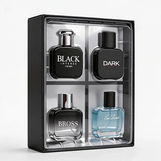 Cologne Gift Set for Men 4-Pack Fresh Eau de Parfum Long Lasting Crisp Scents 1 fl oz Each with Optional 1.5oz Body Mist Bundle Perfect Gift for Him