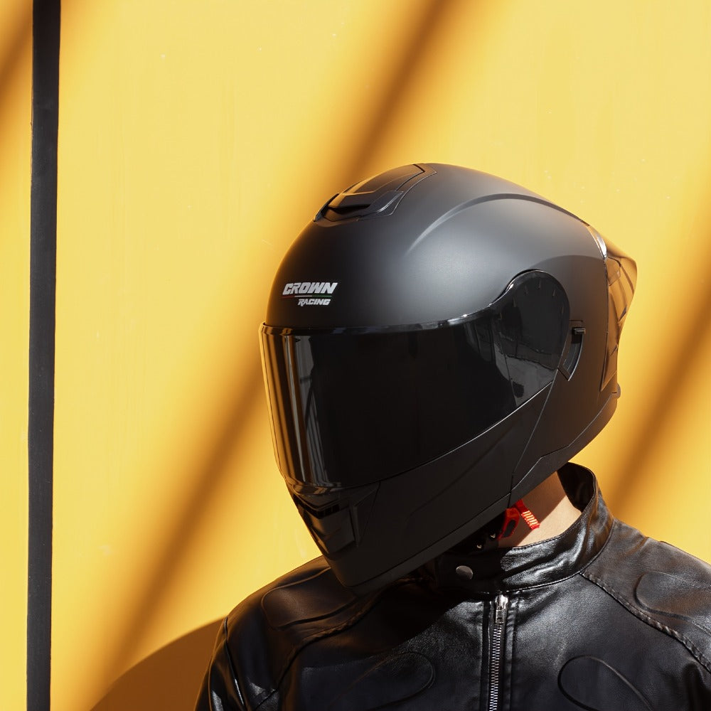 Modular Motorcycle Helmet Flip-Up Full Face – Dual Visor (Clear + Sun Visor), DOT-Style Flip Up Helmet for Men & Women, Lightweight Motorbike Helmet M/L/XL