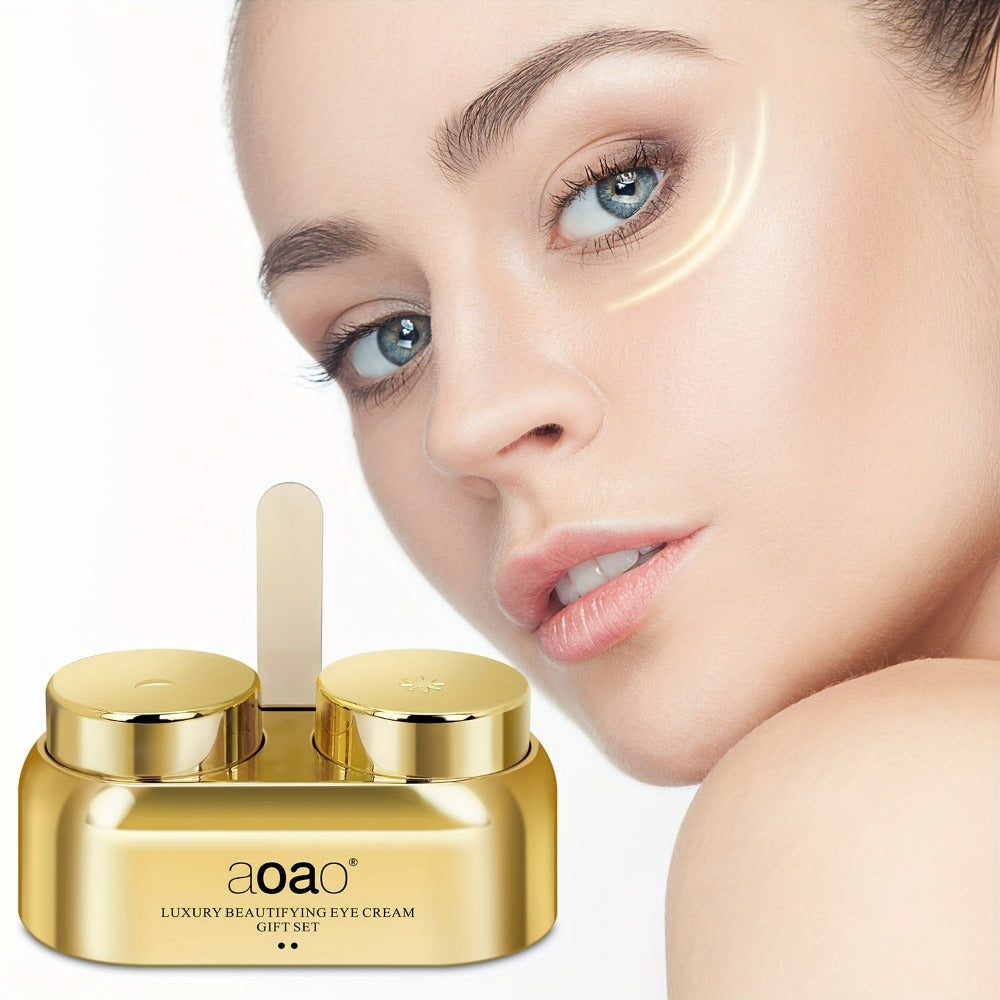 aoao Day and Night Eye Cream Two-Piece Set with Separate 18g Gold-Tone Cosmetic Jar Containers