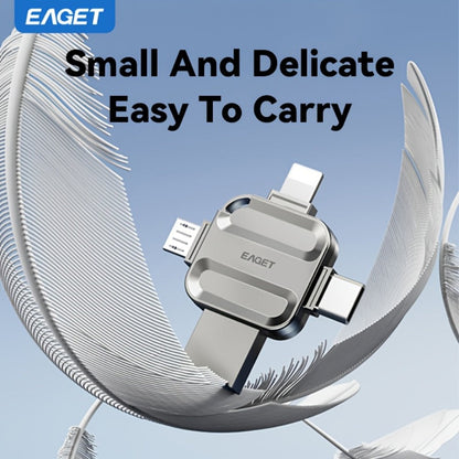 EAGET I50 iPhone Flash Drive USB 3.0 High Speed 4-in-1 Lightning Type-C Micro USB OTG Memory Stick 32GB 64GB 128GB 256GB for iPhone iPad Android Mac PC Photo Backup Storage