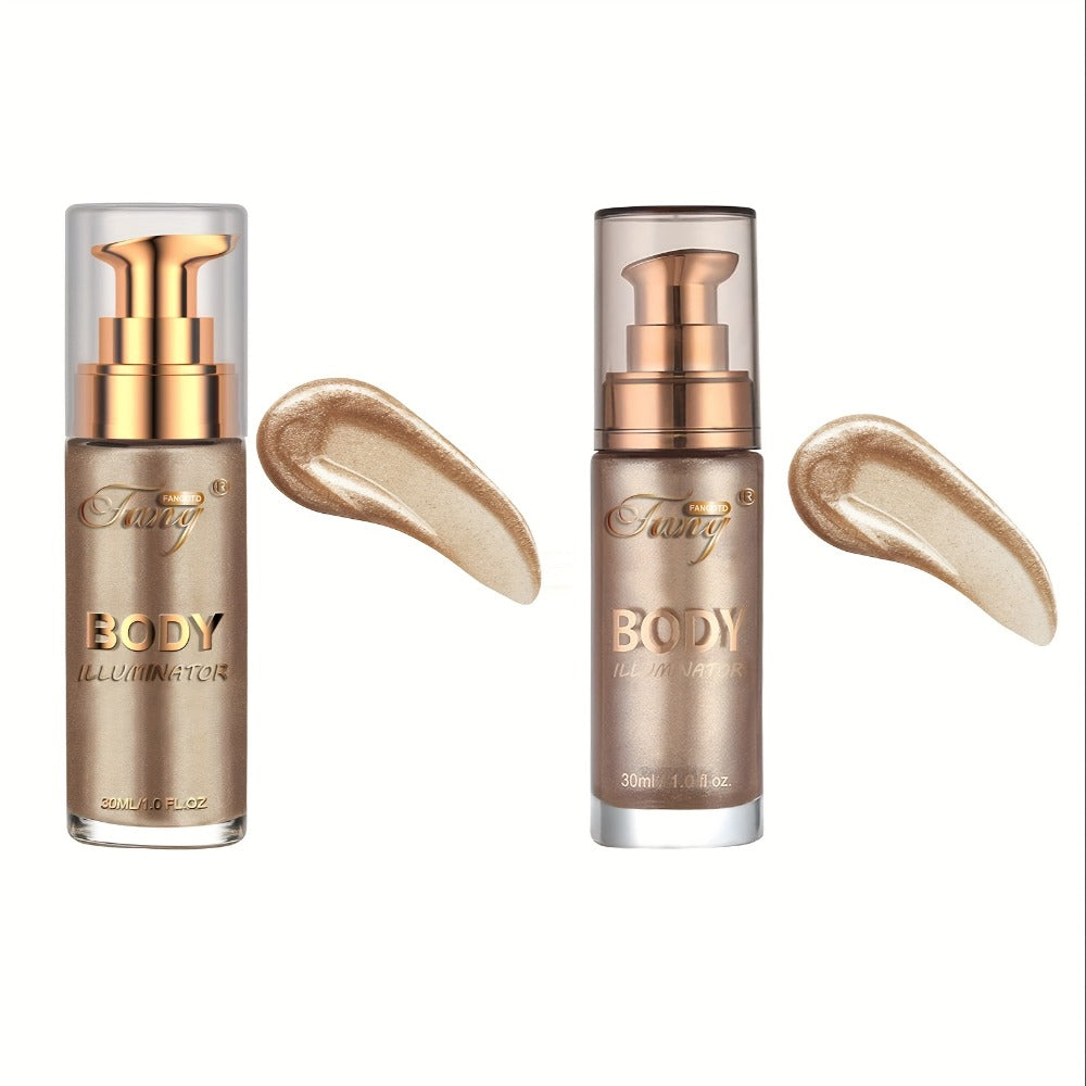 Liquid Luminizer Set of 2 Moisturizing Shimmer Highlighter for Face and Body Glow - All-in-One Illuminator Bronzer Dewy Finish Summer Makeup Kit Women Beauty Gift