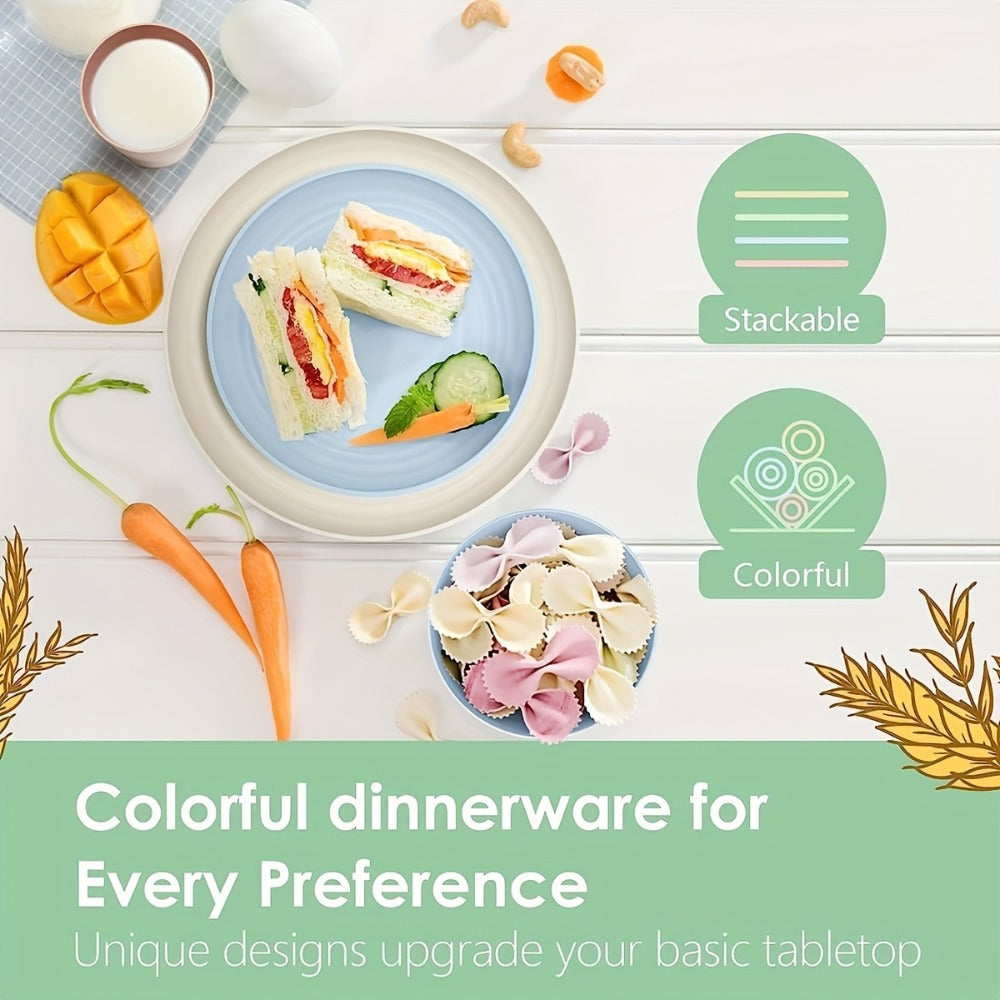 32-Piece Colorful Dinnerware Set for Eight with Round Plates, Bowls and Cups in Two Assorted Palettes