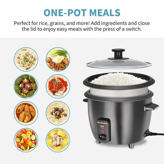 Rice Cooker & Yogurt Maker 1.5Qt – 6-Cup Non-Stick Electric Rice Cooker with Auto Keep Warm, One-Touch, Stainless Steel Liner, Steamer for Rice, Oatmeal, Soup & Yogurt