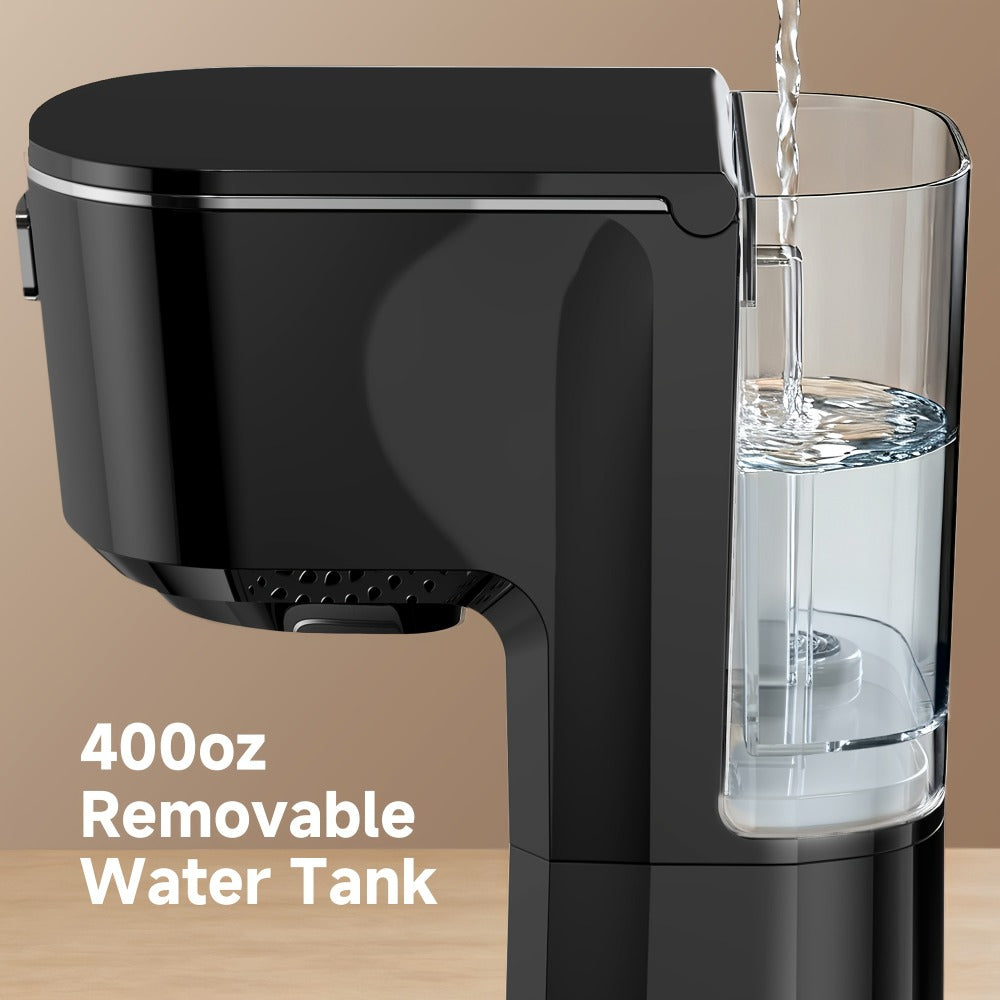 Compact Single-Serve Coffee Maker for Pods or Grounds with One-Button Control and Black or White Finish
