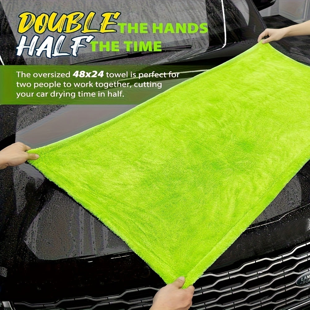 Microfiber Car Drying Towel 1400GSM – Dual-Sided Scratch-Free Twist Yarn Cloth, 48"x24" High-Absorbency Car Wash Towel
