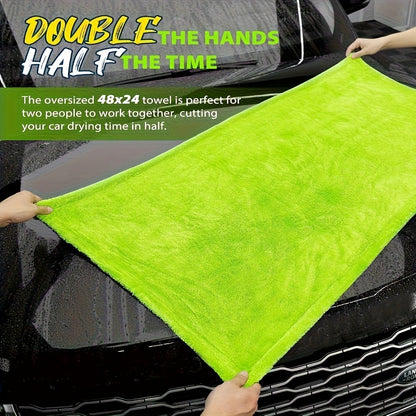 Microfiber Car Drying Towel 1400GSM – Dual-Sided Scratch-Free Twist Yarn Cloth, 48"x24" High-Absorbency Car Wash Towel