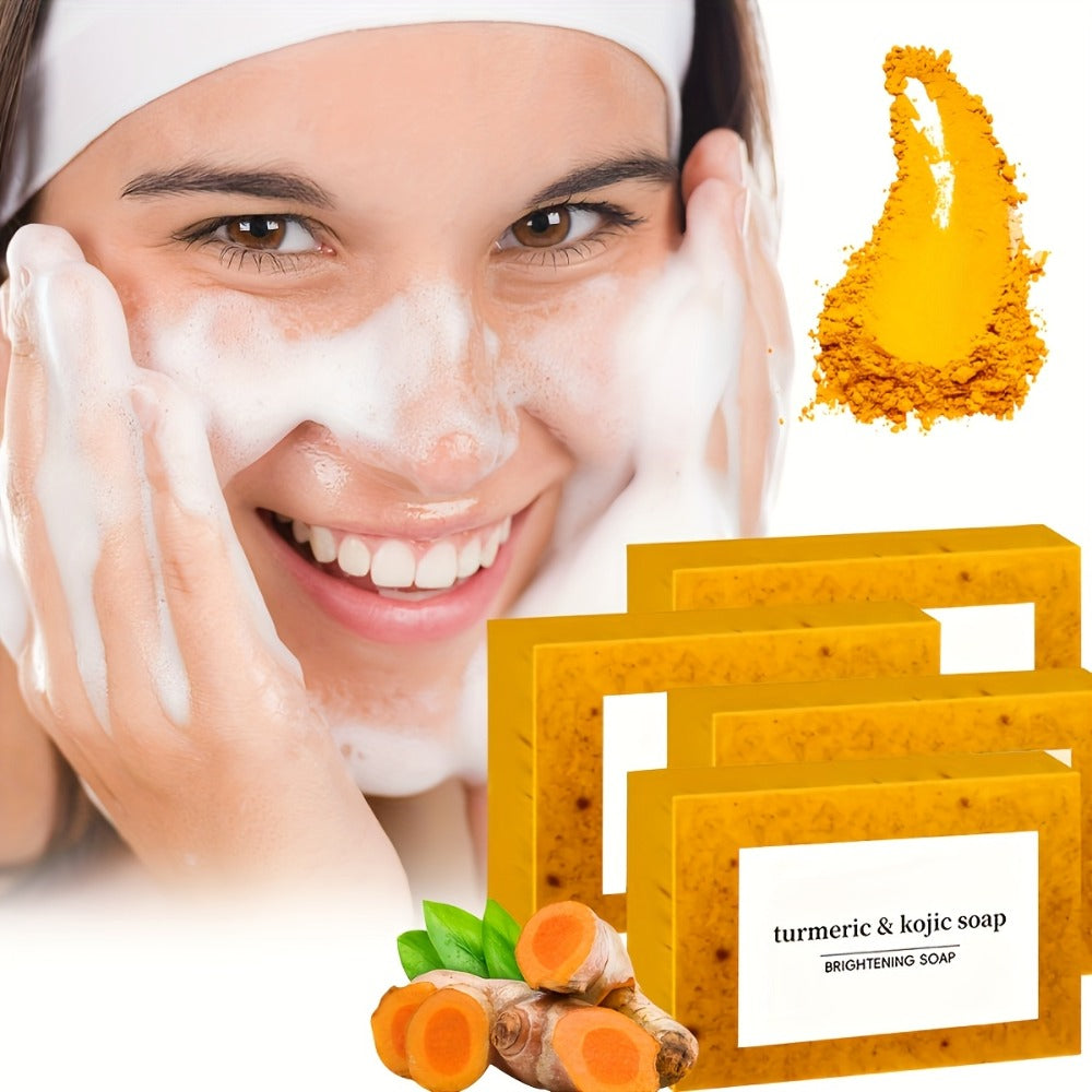 Kojic Acid Soap Bar 24-Pack Handmade — Lemon Turmeric Cold Process Bar Soap with Ginger Extract & Exfoliating Granules, Brightening Dark Spot Soap for Women, Face & Body Cleansing Gift Set